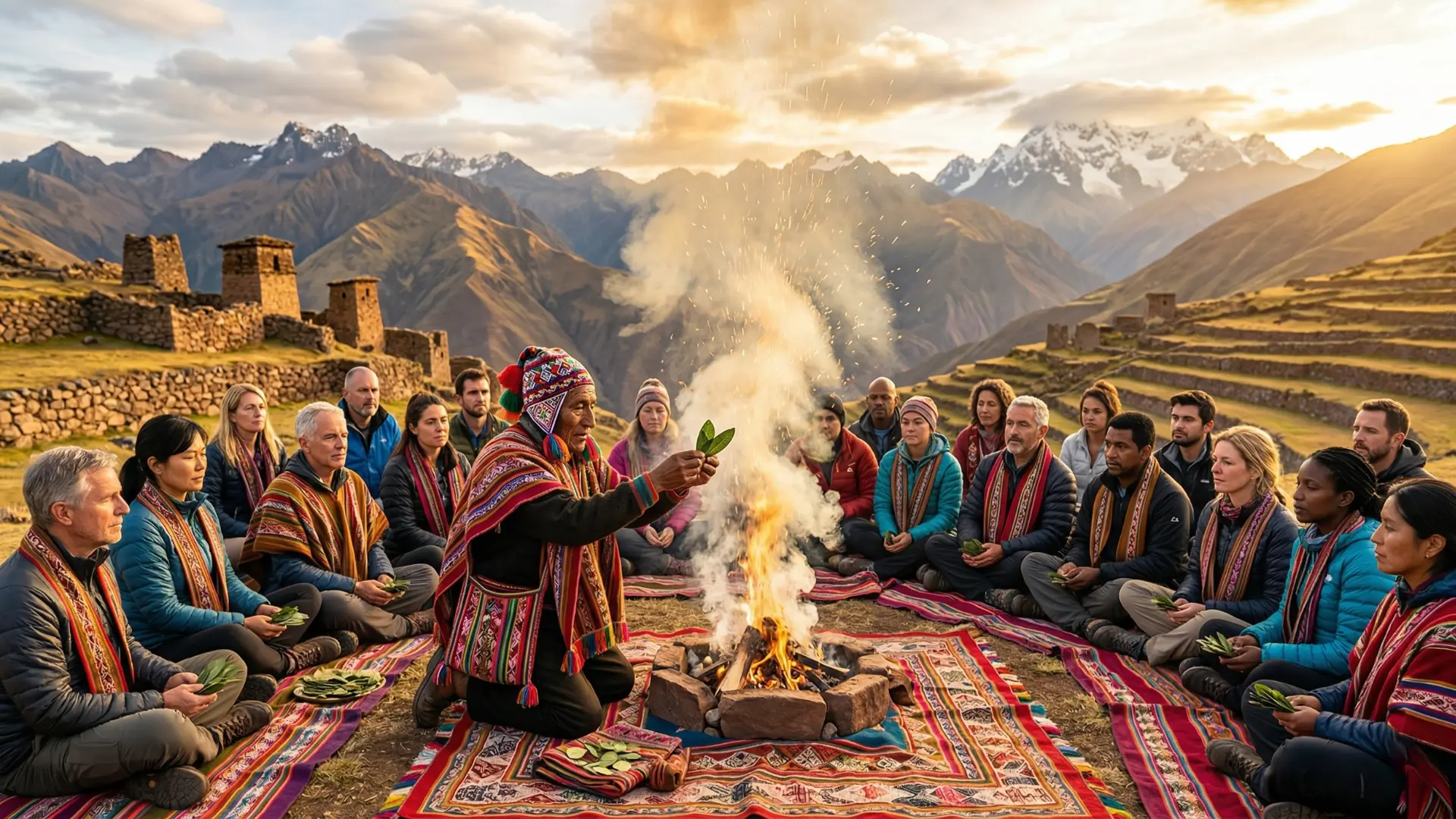 Ceremonia ancestral del fuego en las alturas